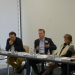 Chris Wahl, Frank Boesch, Christine M. Merkel, Michael Wedel auf dem Panelgespraech