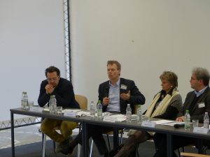 Chris Wahl, Frank Boesch, Christine M. Merkel, Michael Wedel during the panel talk