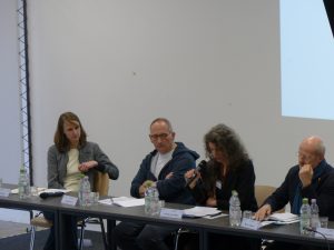 Stefanie Eckert, Dominik Graf, Ursula von Keitz and Martin Koerber during the panel talk